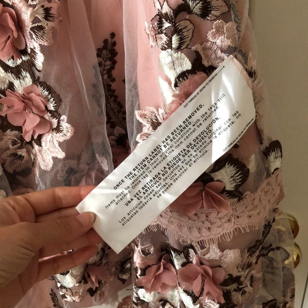 Dress The Population Nellie Floral Embroidered Lace Tiered Mini Dress size L - Picture 12 of 14
